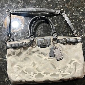 Coach Madison Silver and Cream Shoulder Bag